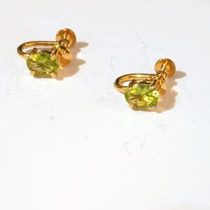 Sterling Silver Green Tourmaline Earrings Dainty 925 Screw Back Jewelry